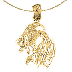 Colgante de pez ángel de plata de ley (bañado en rodio o oro amarillo)