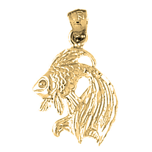 Yellow Gold-plated Silver Angelfish Pendant