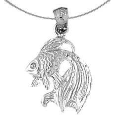 Sterling Silver Angelfish Pendant (Rhodium or Yellow Gold-plated)