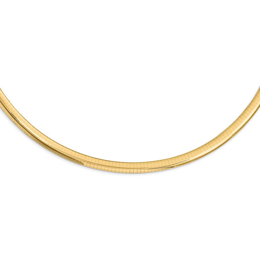 14K Yellow Gold 6mm Lightweight Domed Omega Chain