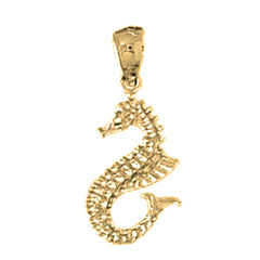 Yellow Gold-plated Silver Seahorse Pendant