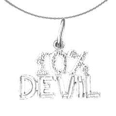 Sterling Silver 10% Devil Saying Pendant (Rhodium or Yellow Gold-plated)