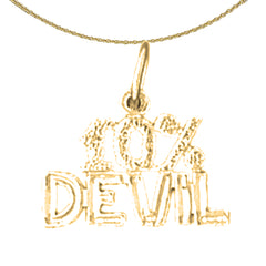 Sterling Silver 10% Devil Saying Pendant (Rhodium or Yellow Gold-plated)