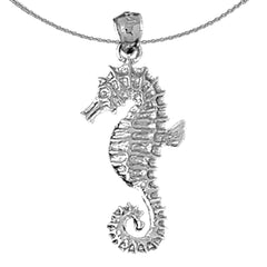 Sterling Silver Seahorse Pendant (Rhodium or Yellow Gold-plated)