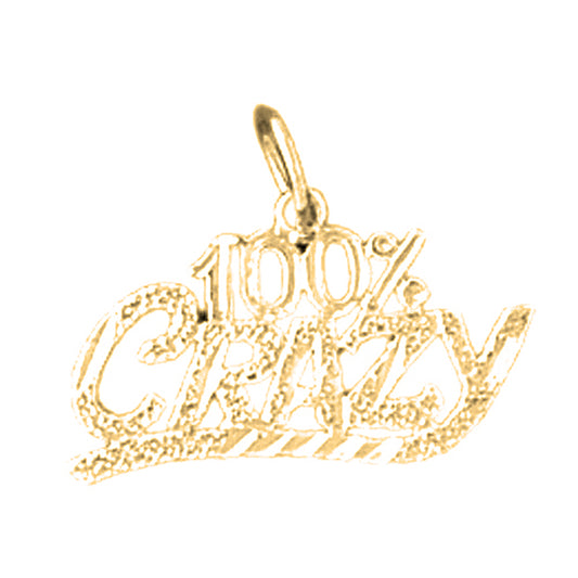 Yellow Gold-plated Silver 100% Crazy Saying Pendant