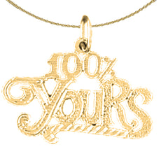 Sterling Silver 100% Yours Saying Pendant (Rhodium or Yellow Gold-plated)