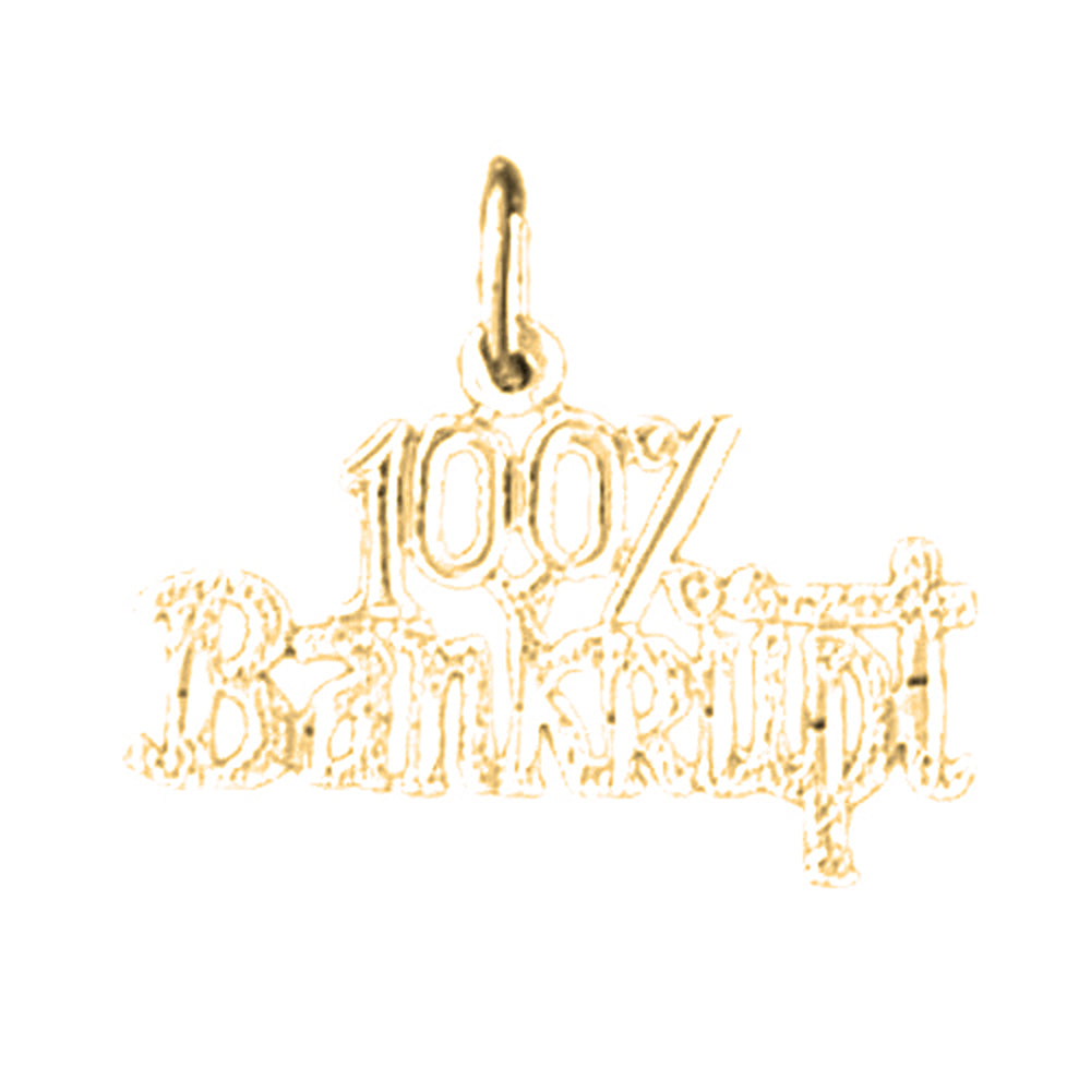 Yellow Gold-plated Silver 100% Bankrupt Saying Pendant