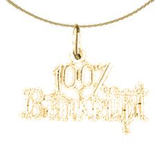 Sterling Silver 100% Bankrupt Saying Pendant (Rhodium or Yellow Gold-plated)