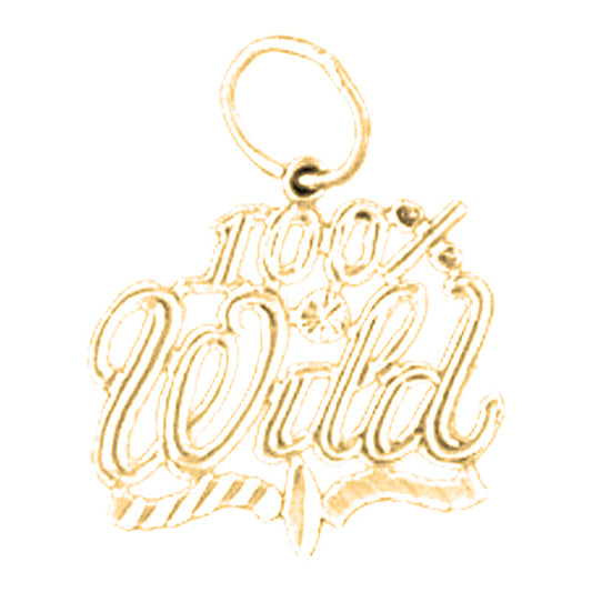 Yellow Gold-plated Silver 100% Wild Saying Pendant