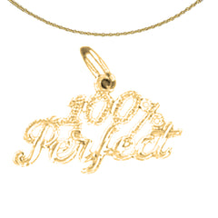 Sterling Silver 100% Perfect Saying Pendant (Rhodium or Yellow Gold-plated)