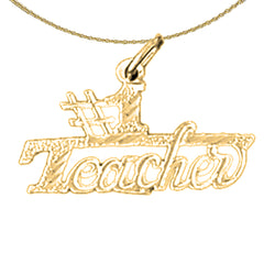 Sterling Silver #1 Teacher Pendant (Rhodium or Yellow Gold-plated)