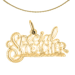 Sterling Silver Special Teacher Pendant (Rhodium or Yellow Gold-plated)