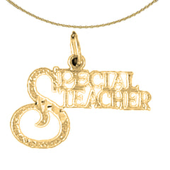 Sterling Silver Special Teacher Pendant (Rhodium or Yellow Gold-plated)
