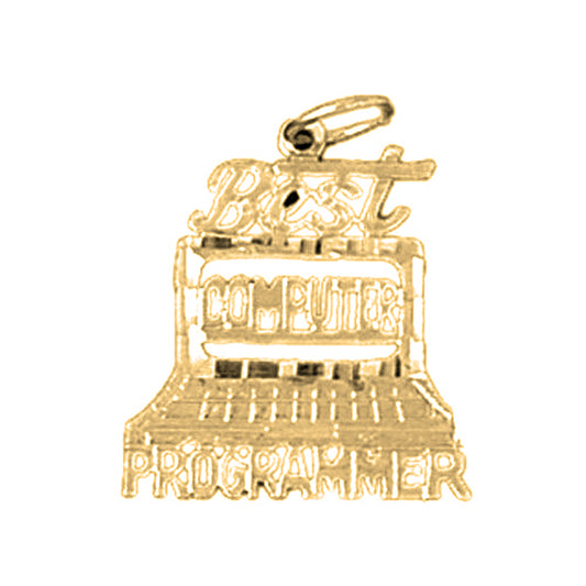 Yellow Gold-plated Silver Best Computer Programmer Pendant