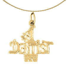 Sterling Silver #1 Dentist Pendant (Rhodium or Yellow Gold-plated)