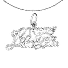 Sterling Silver I Love My Lawyer Pendant (Rhodium or Yellow Gold-plated)