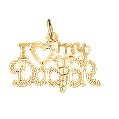 Yellow Gold-plated Silver I Love My Doctor Pendant