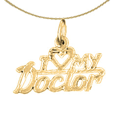 Anhänger „I Love My Doctor“ aus Sterlingsilber (rhodiniert oder gelbvergoldet)