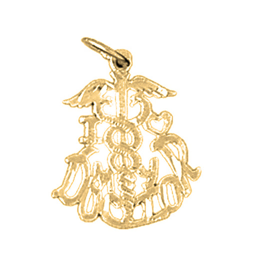 Yellow Gold-plated Silver I Love My Doctor Pendant