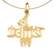 Sterling Silver #1 Dentist Pendant (Rhodium or Yellow Gold-plated)