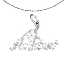Sterling Silver #1 Assitant Pendant (Rhodium or Yellow Gold-plated)
