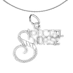 Sterling Silver Special Nurse Pendant (Rhodium or Yellow Gold-plated)