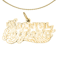 Sterling Silver #1 Dental Hygienist Pendant (Rhodium or Yellow Gold-plated)