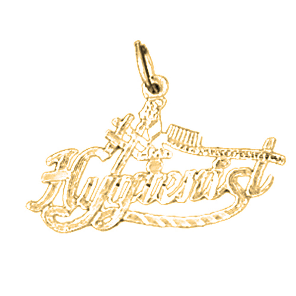 Yellow Gold-plated Silver #1 Dental Hygienist Pendant