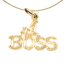 Sterling Silver #1 Boss Pendant (Rhodium or Yellow Gold-plated)
