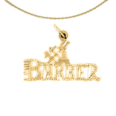 Sterling Silver #1 Barber Pendant (Rhodium or Yellow Gold-plated)