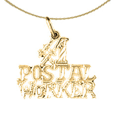 Sterling Silver #1 Postal Worker Pendant (Rhodium or Yellow Gold-plated)