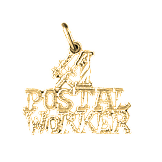 Yellow Gold-plated Silver #1 Postal Worker Pendant
