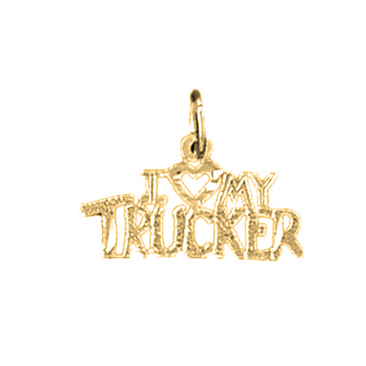 Yellow Gold-plated Silver I Love My Trucker Pendant