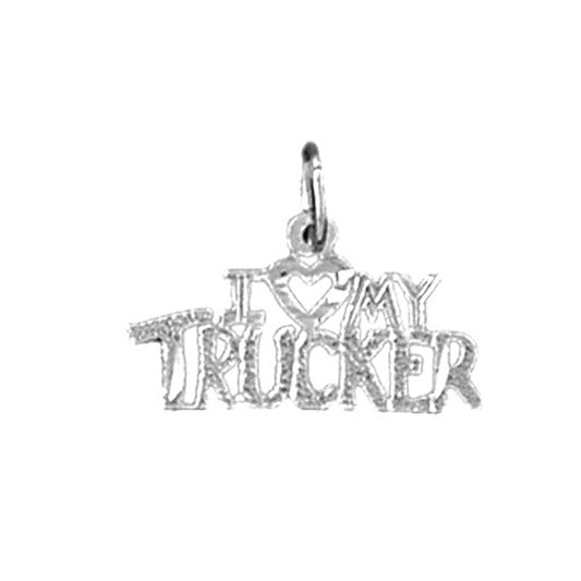 Sterling Silver I Love My Trucker Pendant