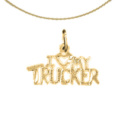 Sterling Silver I Love My Trucker Pendant (Rhodium or Yellow Gold-plated)