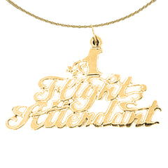Sterling Silver Flight Attendant Pendant (Rhodium or Yellow Gold-plated)