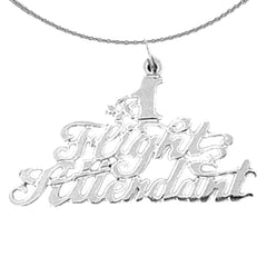 Sterling Silver Flight Attendant Pendant (Rhodium or Yellow Gold-plated)
