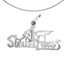 Sterling Silver #1 Stewardess Pendant (Rhodium or Yellow Gold-plated)