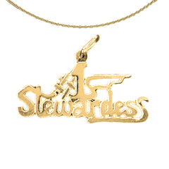 Sterling Silver #1 Stewardess Pendant (Rhodium or Yellow Gold-plated)