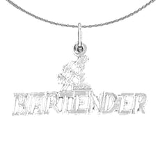 Sterling Silver #1 Bartender Pendant (Rhodium or Yellow Gold-plated)