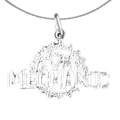 Sterling Silver I Love My Mechanic Pendant (Rhodium or Yellow Gold-plated)