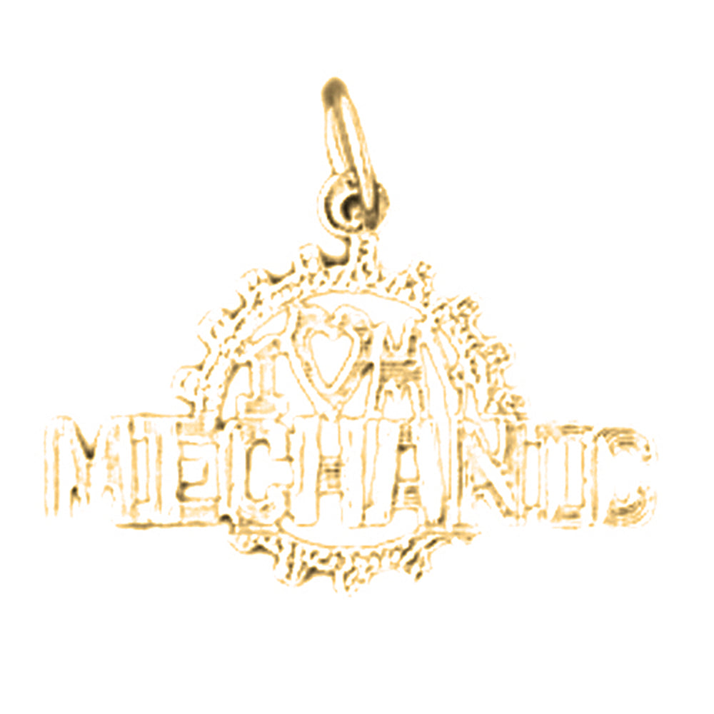 Yellow Gold-plated Silver I Love My Mechanic Pendant