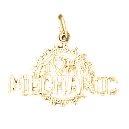 Yellow Gold-plated Silver I Love My Mechanic Pendant