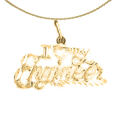 Sterling Silver I Love My Engineer Pendant (Rhodium or Yellow Gold-plated)