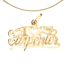 Sterling Silver I Love My Carpenter Pendant (Rhodium or Yellow Gold-plated)