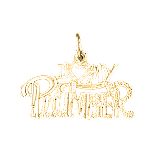 Yellow Gold-plated Silver I Love My Plumber Pendant