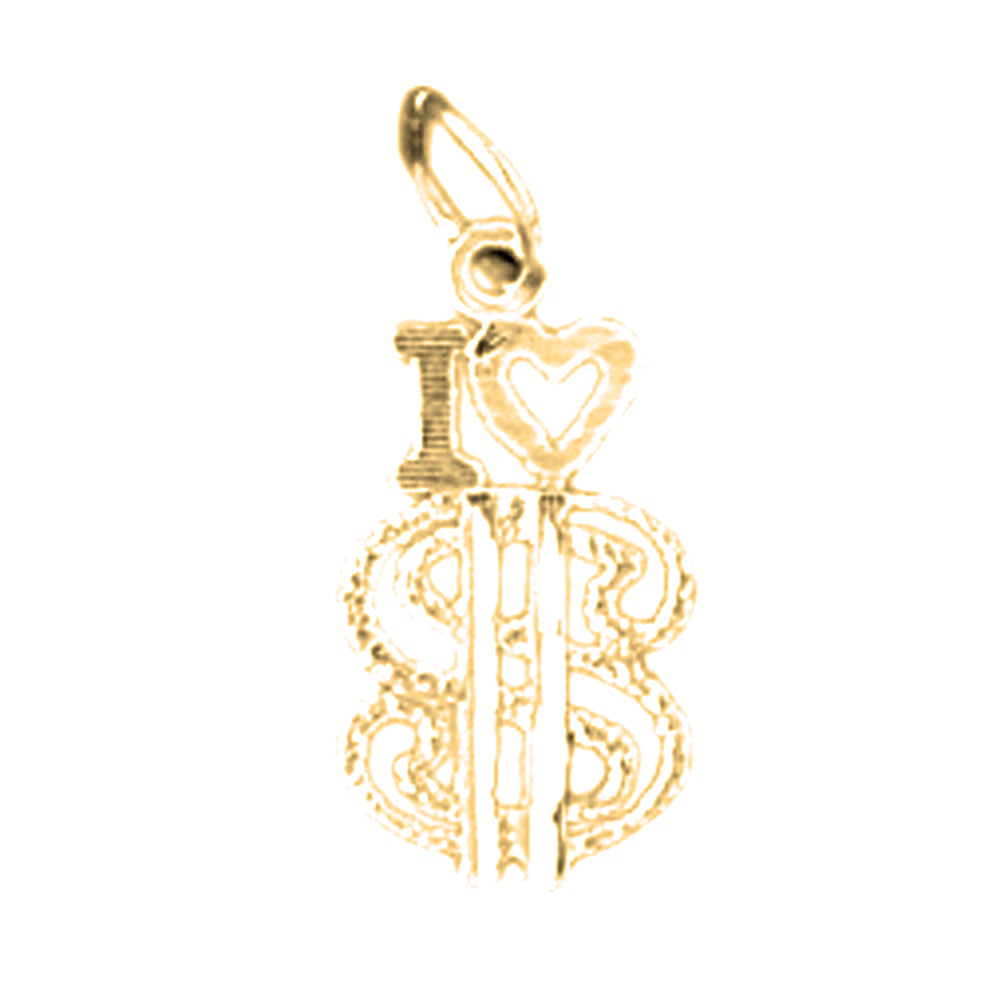 Yellow Gold-plated Silver I Love My $ Pendant