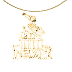 Sterling Silver I Love My Framer Pendant (Rhodium or Yellow Gold-plated)