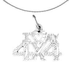 Sterling Silver I Love My 4X4 Pendant (Rhodium or Yellow Gold-plated)