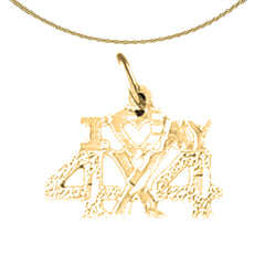 Sterling Silver I Love My 4X4 Pendant (Rhodium or Yellow Gold-plated)